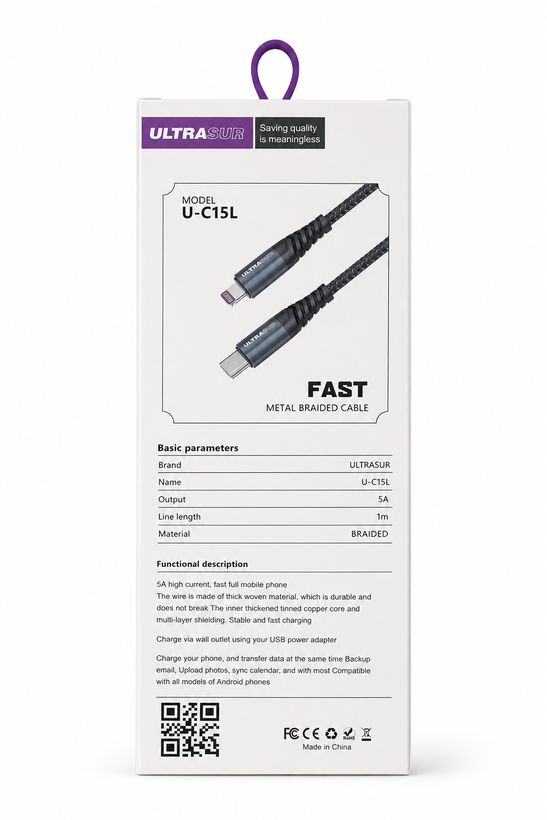 کابل 5A تایپ سی به لایتنینگ ULTRASUR مدل C15L
