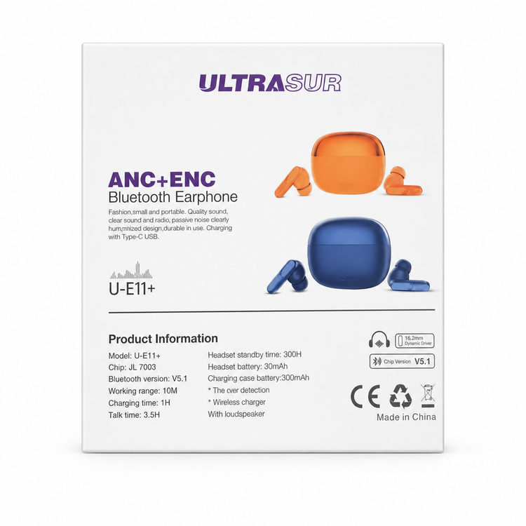 ایرپاد بی سیم اولتراسور مدل U-E11+ با قابلیت ANC و ENC